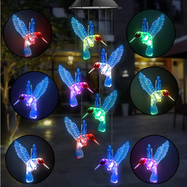 Outdoor Solar Wind Chime Lamp Hummingbird Butterfly Ball Wind Chime Garden Decoration - Image 9