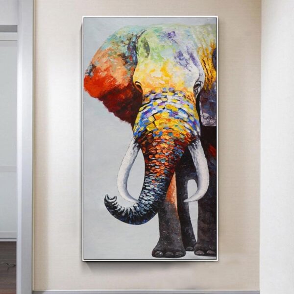 Abstract Elephant Oil Painting Canvas Animal Wall Home Living Room Decor - Image 4