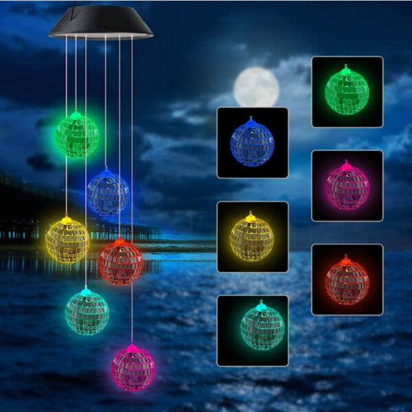 Outdoor Solar Wind Chime Lamp Hummingbird Butterfly Ball Wind Chime Garden Decoration - Image 3