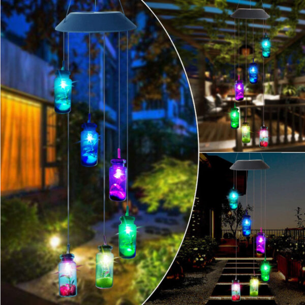 Outdoor Solar Wind Chime Lamp Hummingbird Butterfly Ball Wind Chime Garden Decoration - Image 10